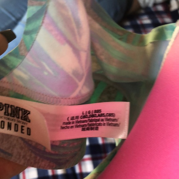 Brand new pink bonded bra with green leaf pattern - Picture 3 of 3